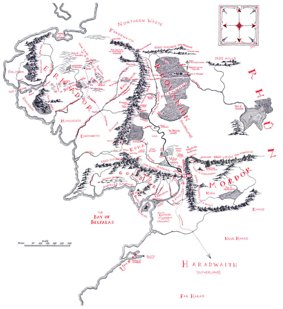 Middle-earth as drawn by J. R. R. Tolkien