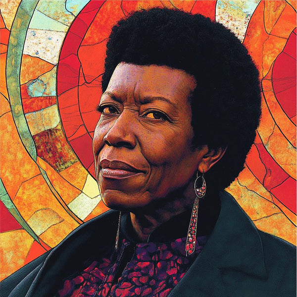 Artistic portrait of a person with a colorful, circular background