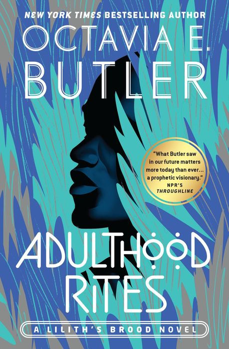 Book cover of 'Adulthood Rites' by Octavia E. Butler with a silhouette and abstract design.