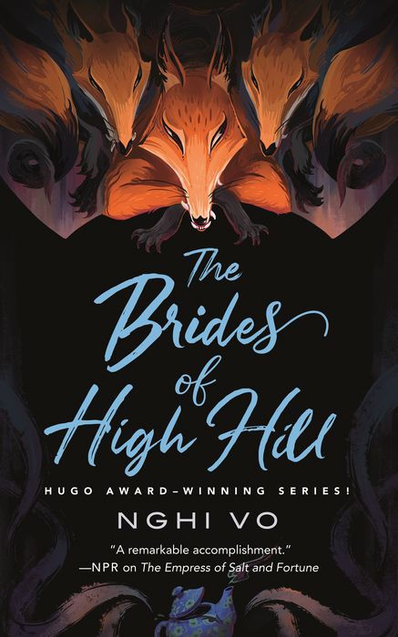 Book cover of 'The Brides of High Hill' with foxes and dark background