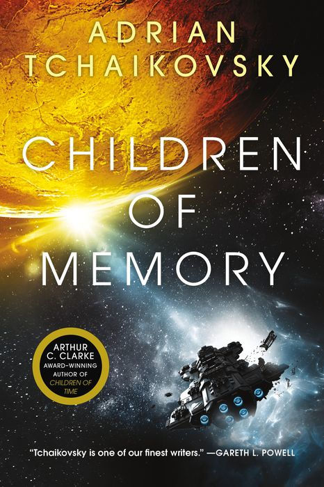 Book cover of 'Children of Memory' by Adrian Tchaikovsky with space-themed artwork.