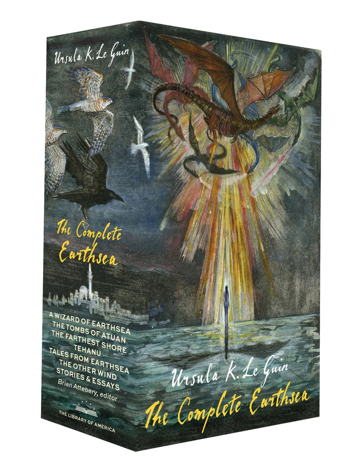 Box set of 'The Complete Earthsea' by Ursula K. Le Guin with artwork on the cover.