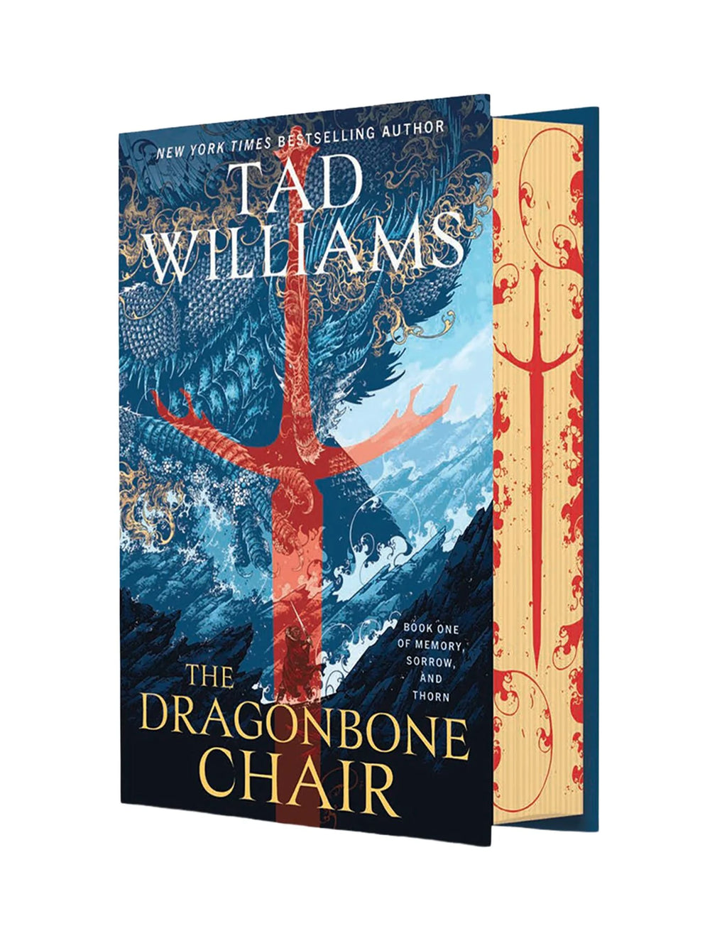 Book cover of 'The Dragonbone Chair' by Tad Williams with a stylized dragon and chair design.