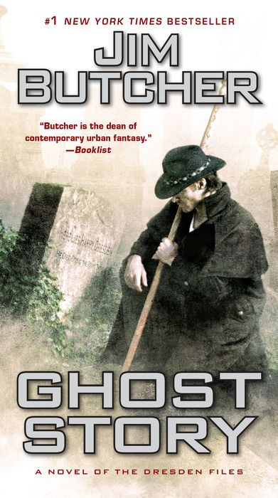 Book cover of 'Ghost Story' by Jim Butcher featuring a character with a cane.