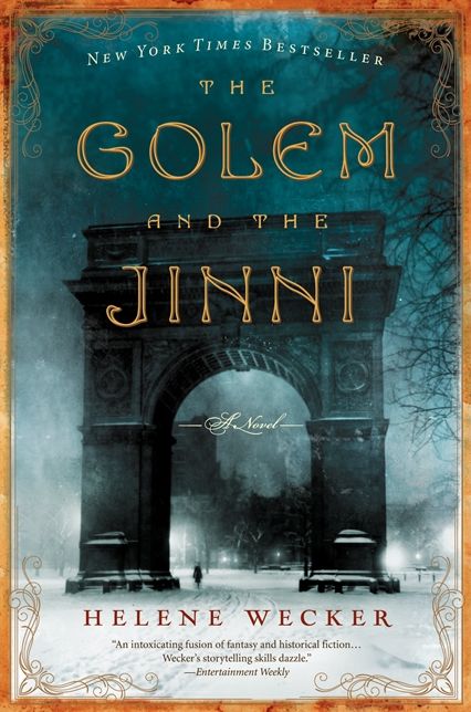 Book cover of 'The Golem and the Jinni' by Helene Wecker with a dark, gothic archway.