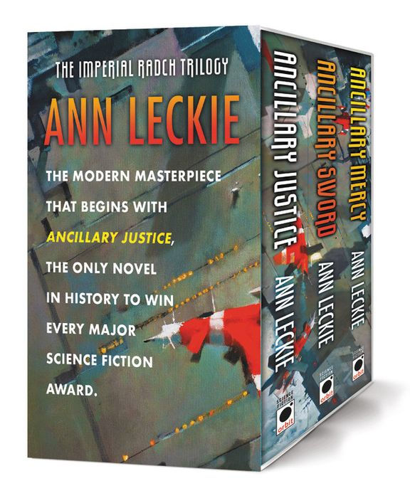 Box set of 'The Imperial Radch Trilogy' by Ann Leckie with book covers and author name.