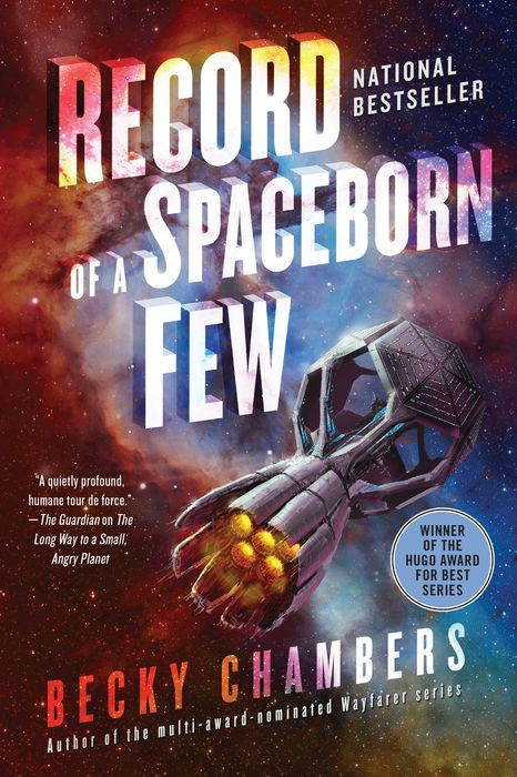 Book cover of 'Record of a Spaceborn Few' by Becky Chambers with space-themed design.
