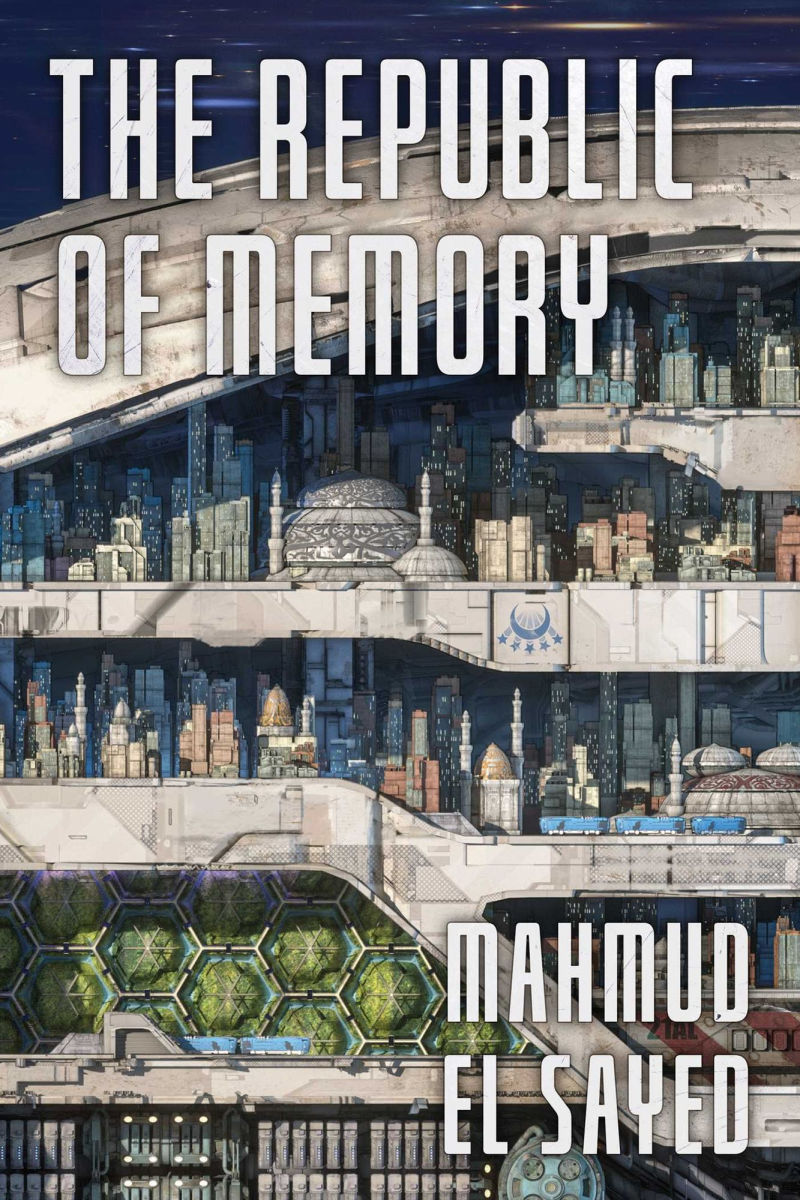 Book cover of 'The Republic of Memory' by Mahmud El Sayed with a futuristic cityscape design.