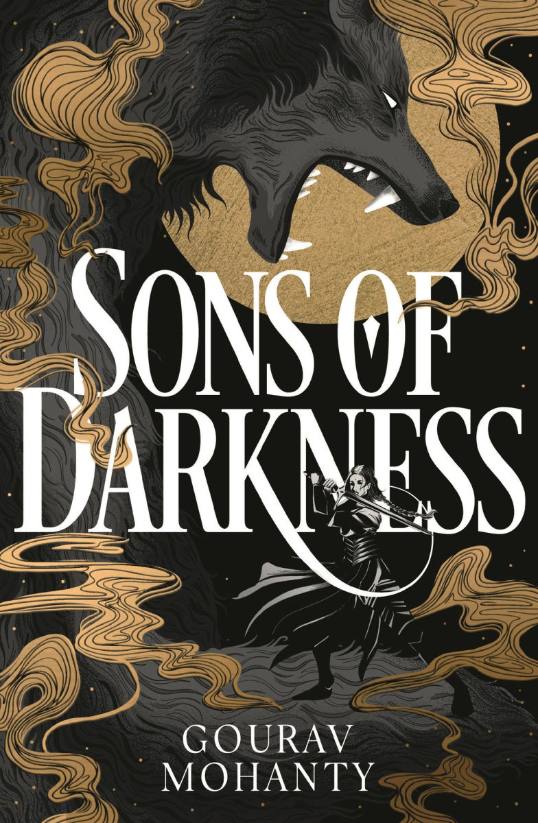 Book cover of 'Sons of Darkness' with a wolf and warrior design.