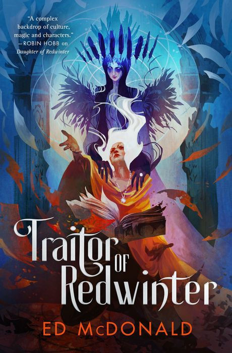 Book cover of 'Traitor of Redwinter' with a fantasy theme and prominent text.