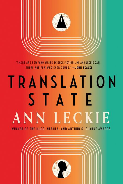 Book cover of 'Translation State' by Ann Leckie with a red and green background and circular design elements.