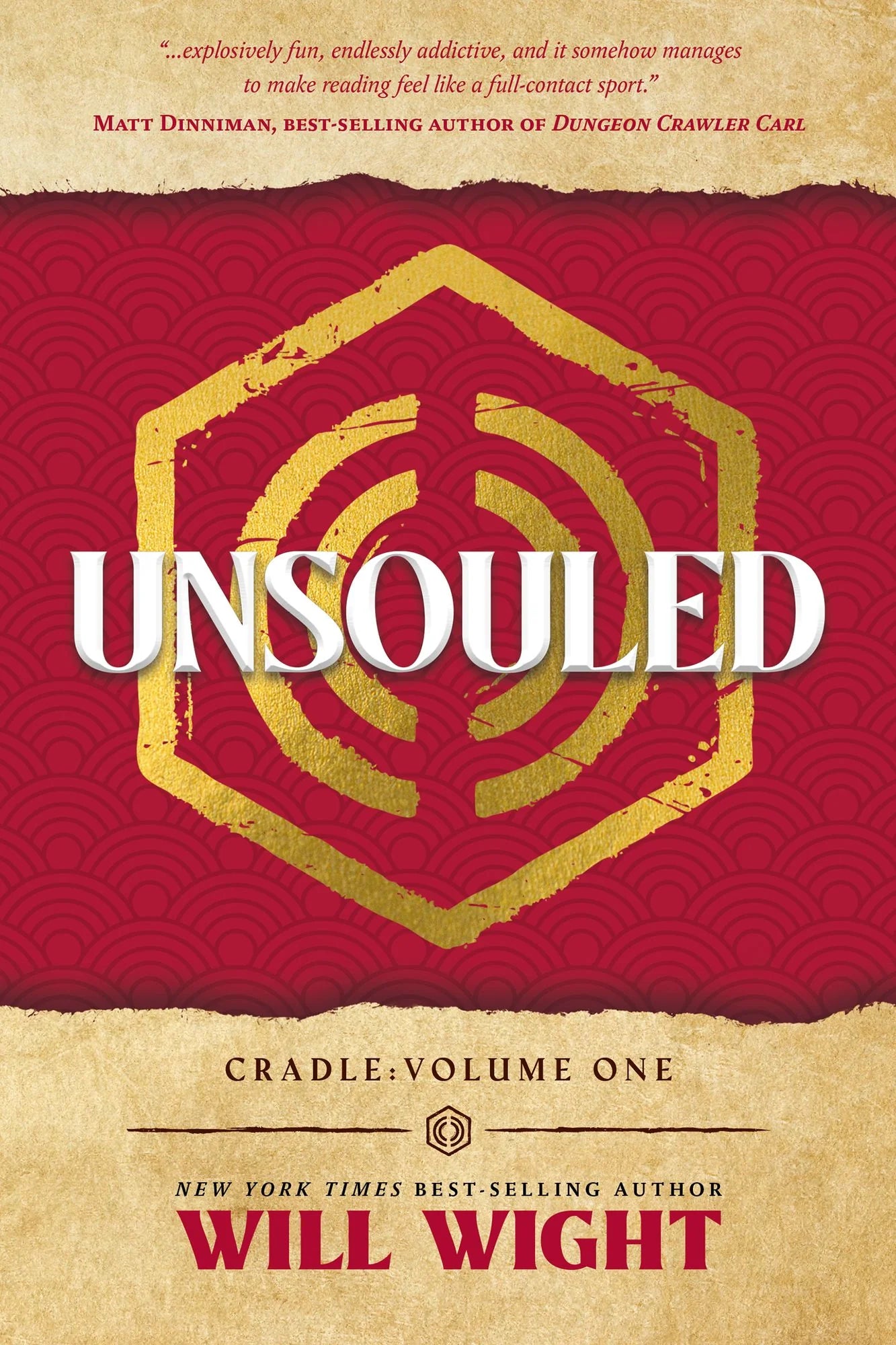 Book cover of 'Unsouled' by Will Wight with a red and gold design.